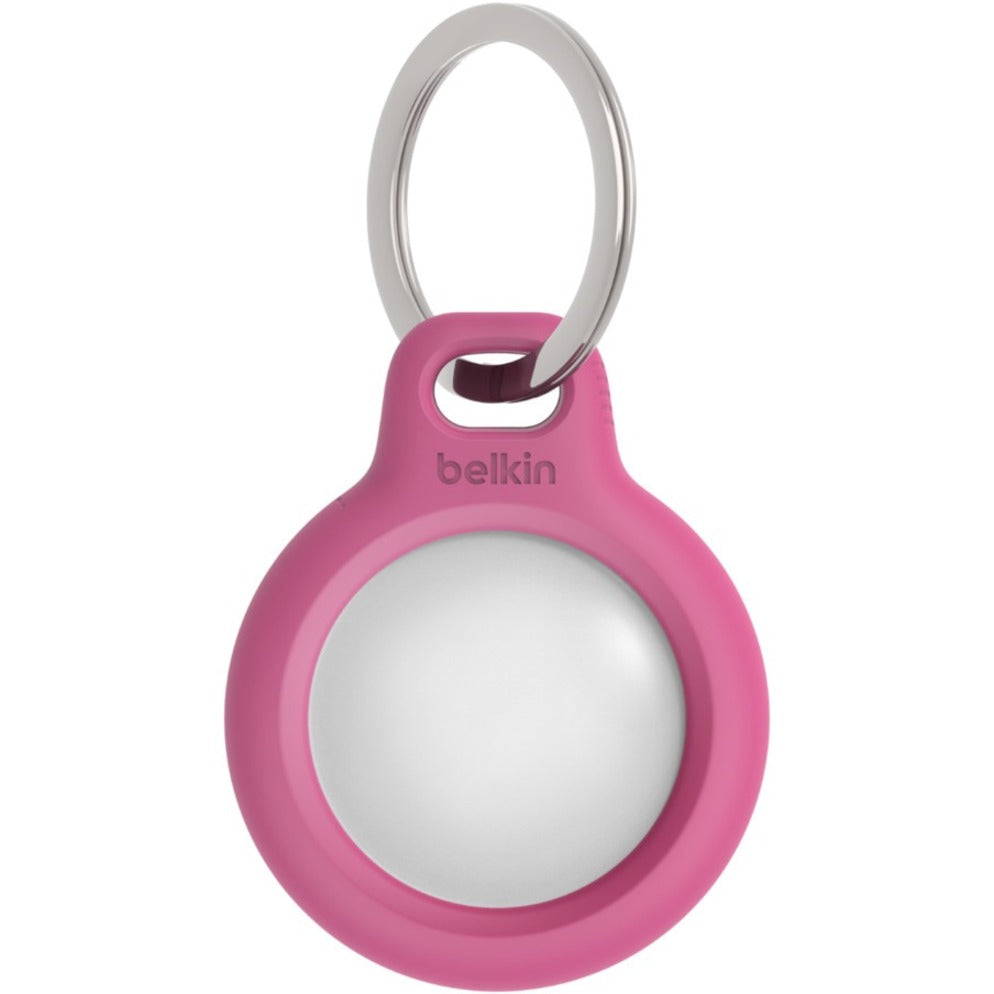 Belkin F8W973BTPNK Support Sécurisé avec Anneau de Clé pour AirTag Rose - Securisé Durable Robuste Protection contre les Rayures Verrouillage à Tourner