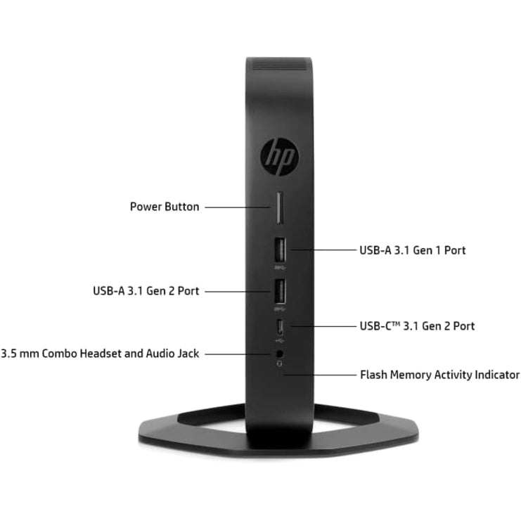 HP t640 Thin Client Bundle, AMD Ryzen R1505G Dual-core 2.40 GHz, 4GB RAM, 32GB Flash Memory, TAA Compliant