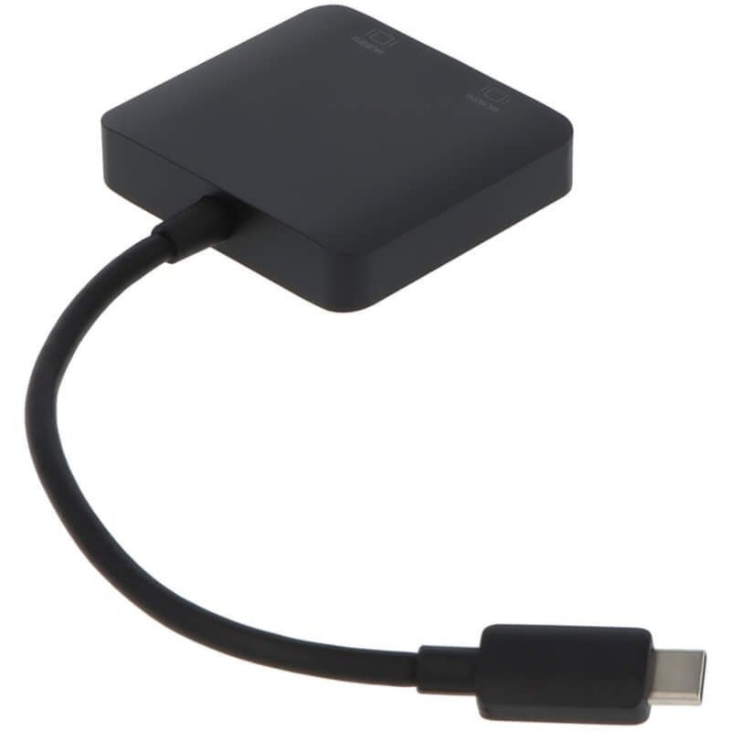 Angled view of VisionTek USB-C to HDMI adapter showing sleek profile and build quality