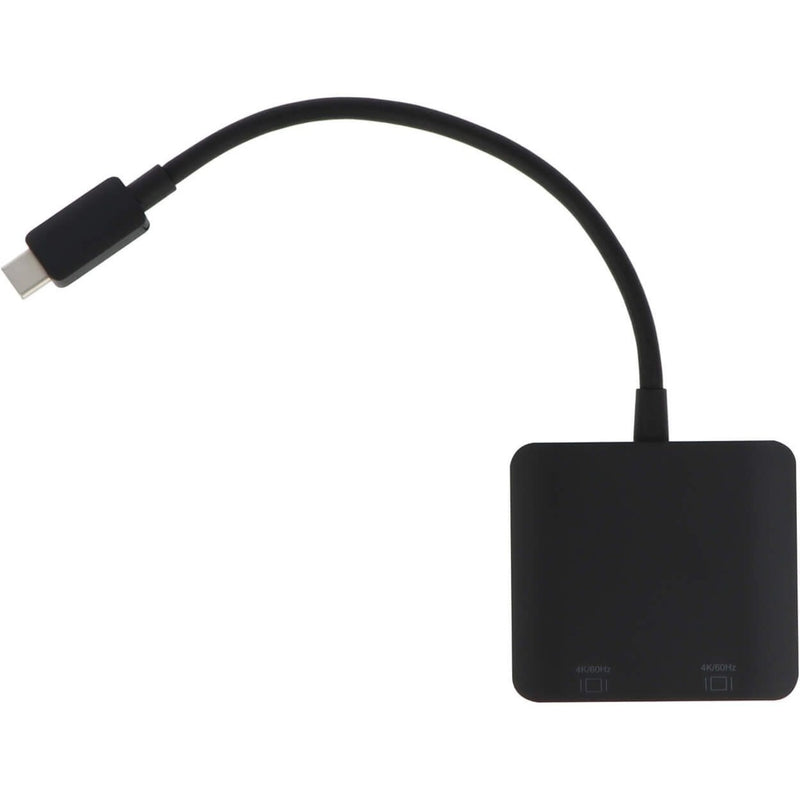 VisionTek USB-C to dual HDMI adapter showing curved cable design and main unit from side view