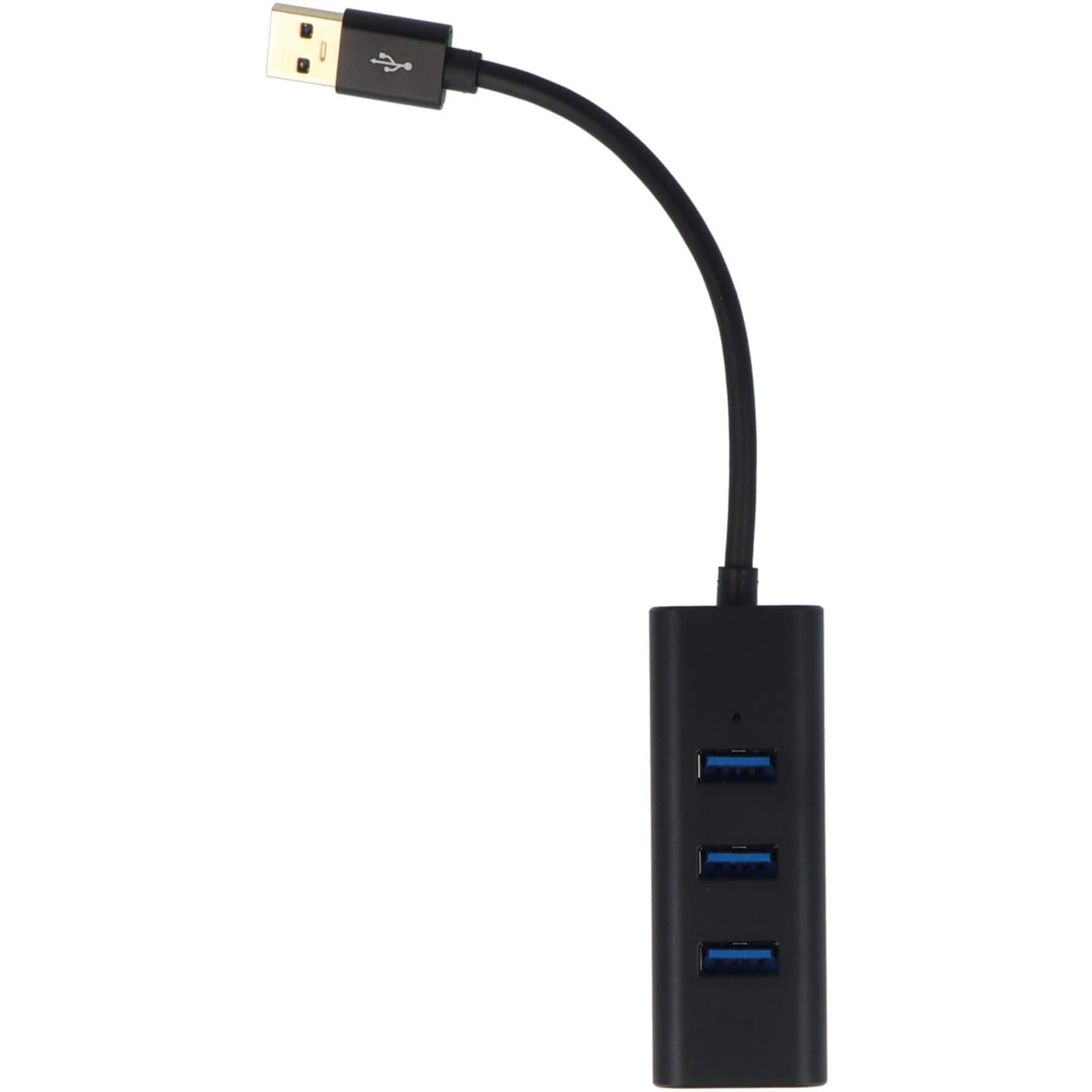 VisionTek USB 3.0 4-port hub showing vertical alignment of three USB ports with flexible connection cable-alternate-image1