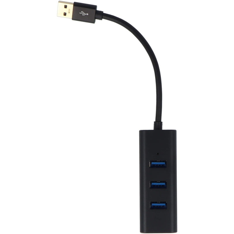 VisionTek USB 3.0 4-port hub showing vertical alignment of three USB ports with flexible connection cable