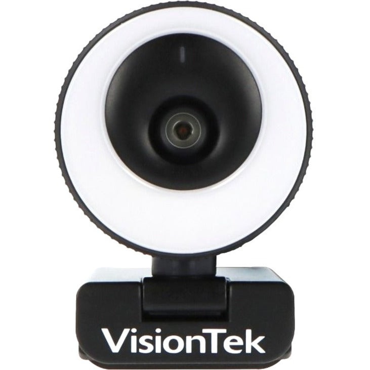 Direct front view of VisionTek VTWC40 webcam showing lens and ring light design