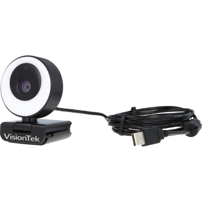 Side view of VisionTek VTWC40 webcam with organized cable management