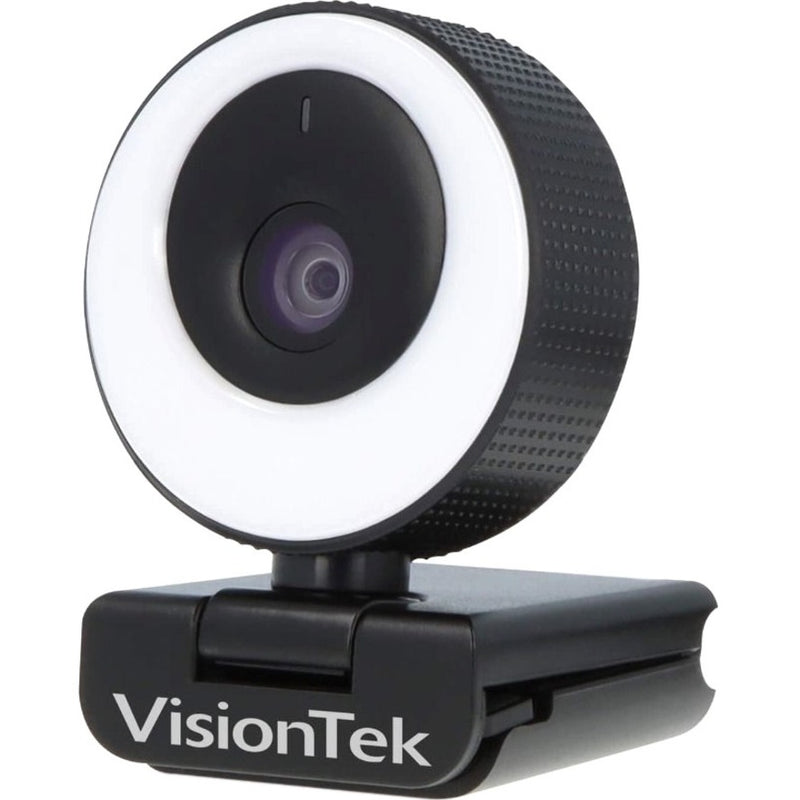 VisionTek VTWC40 webcam front view showing ring light design and autofocus lens