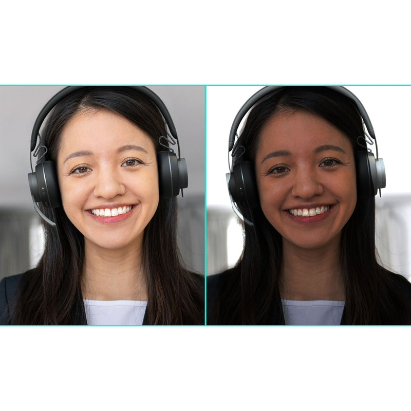 Side-by-side comparison showing the image quality of the Logitech 4K PRO WEBCAM