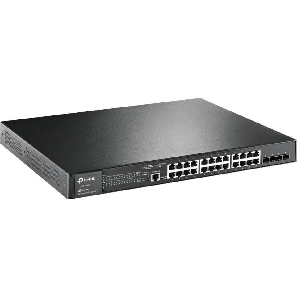 TP-Link TL-SG3428MP JetStream 28-Port Gigabit L2 Managed Switch with 24-Port PoE+ Power Over Ethernet Rackmountable  TP-Link TL-SG3428MP JetStream 28-Port Commutateur Gigabit L2 Géré avec 24-Port PoE+ Alimentation par Ethernet Montable en Rack