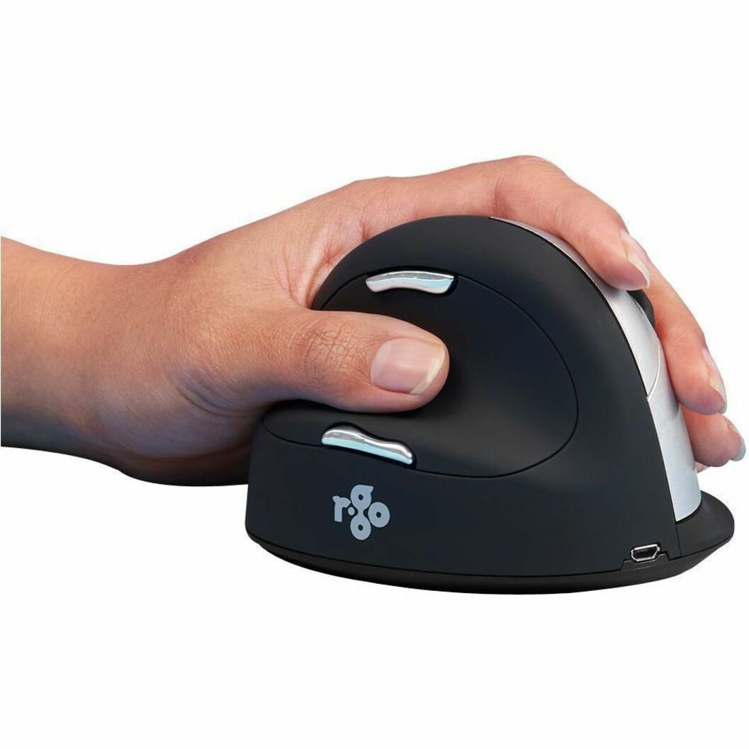 R-Go RGOHELELAWL HE Souris Ergonomique pour Main Gauche Souris Sans Fil avec Molette de Défilement Grande Taille 5 Boutons 2500 dpi