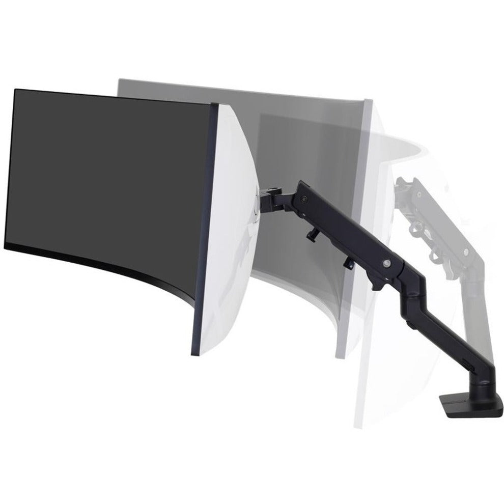 Ergotron 45-647-224 HX Desk Monitor Arm with HD Pivot (White), Matte Black, 360° Rotation, Retractable, Cable Management