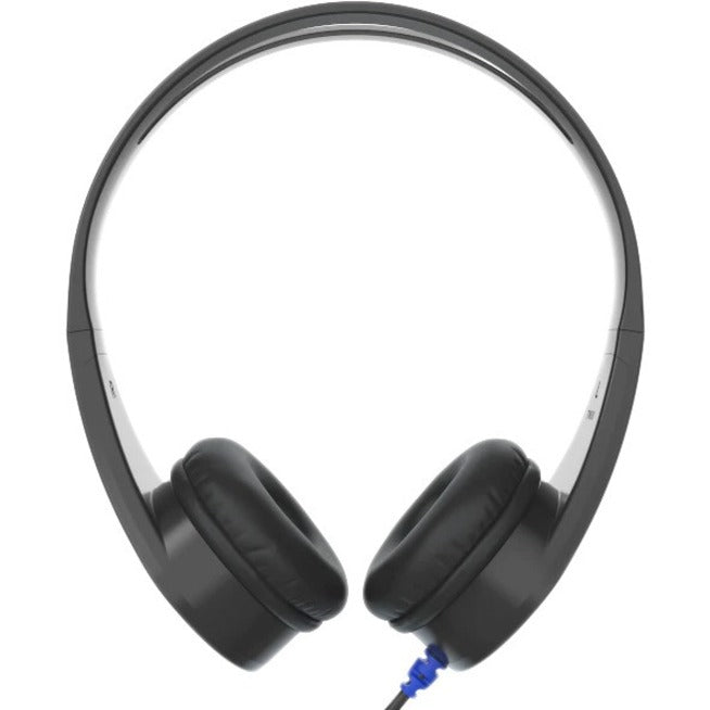 Front view of ThinkWrite TW50 LTE black headphones with blue cable connection-alternate-image1