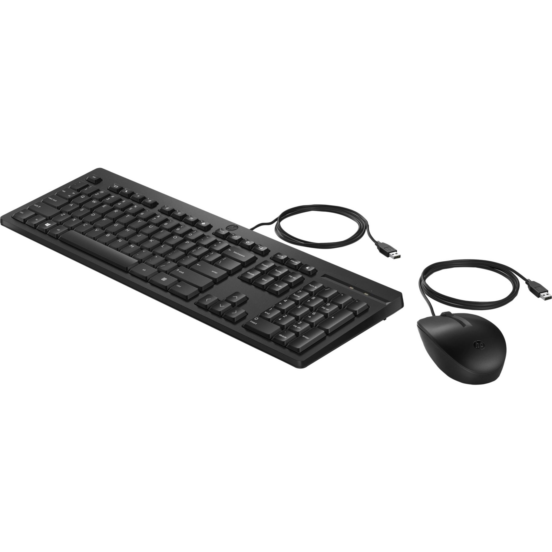 HP 225 Wired Mouse And Keyboard, Full-size Keyboard with Adjustable Height, Plug & Play, Scroll Wheel Mouse