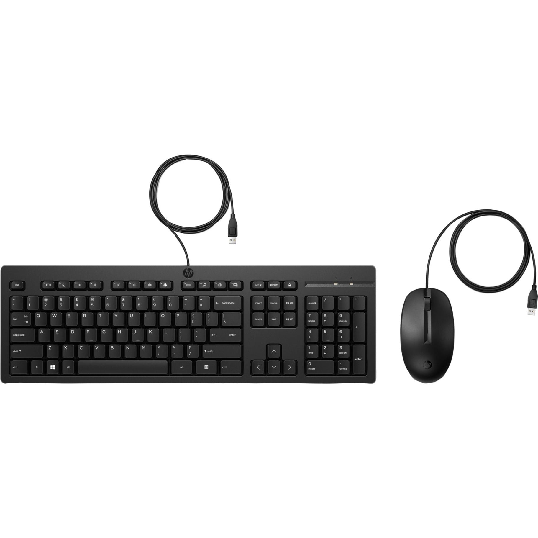 HP 225 Wired Mouse And Keyboard, Full-size Keyboard with Adjustable Height, Plug & Play, Scroll Wheel Mouse