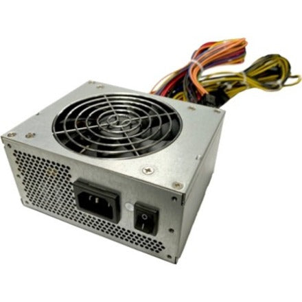 QNAP 550W power supply unit showing cooling fan and modular cable connections-alternate-image1