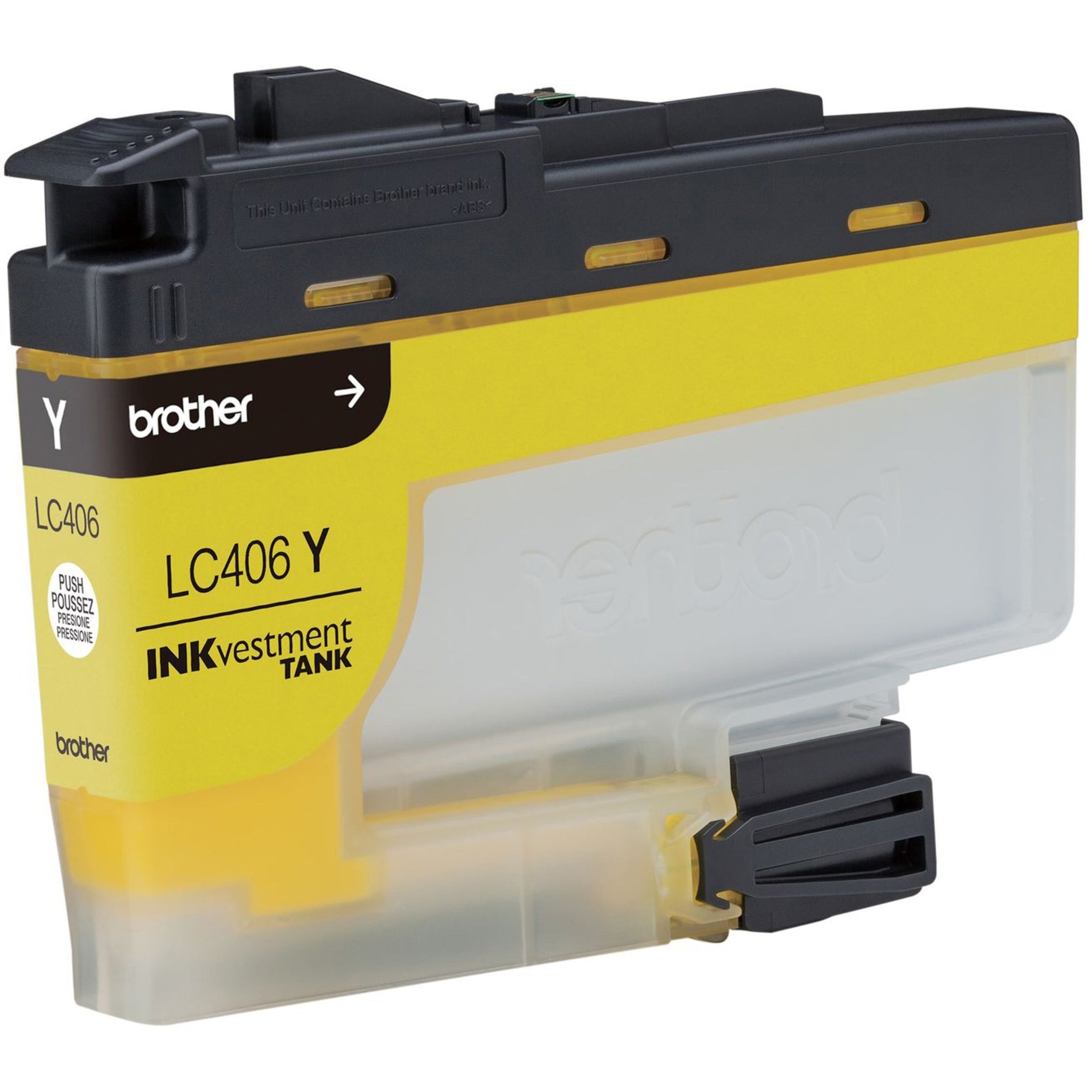 Close-up view of Brother LC406Y yellow ink cartridge showing internal structure-alternate-image4