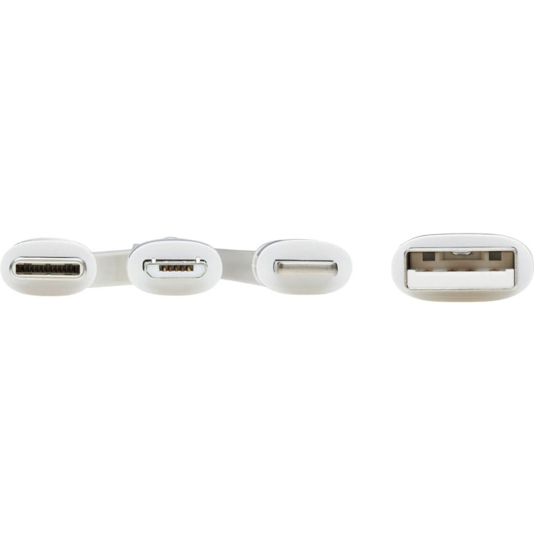 Tripp Lite M101AB-004-LMCW Safe-IT Lightning/Micro-USB/USB/USB-C Data Transfer Cable Tangle Resistant 3.94 ft White Tripp Lite M101AB-004-LMCW Turvallinen-IT Lightning/Micro-USB/USB/USB-C Datansiirto Kaapeli Sotkeutumaton 3.94 jalkaa Valkoinen