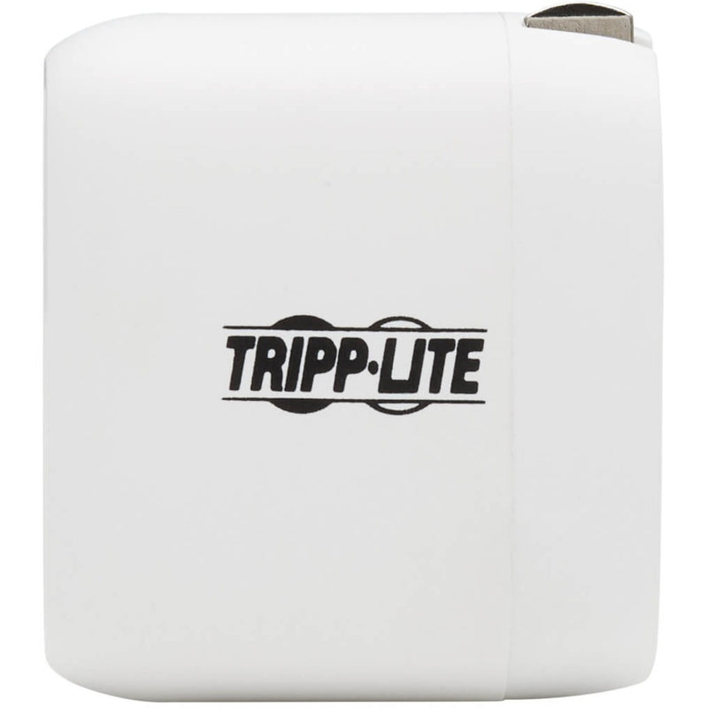 Back view of Tripp Lite charger showing safety certifications and ventilation design