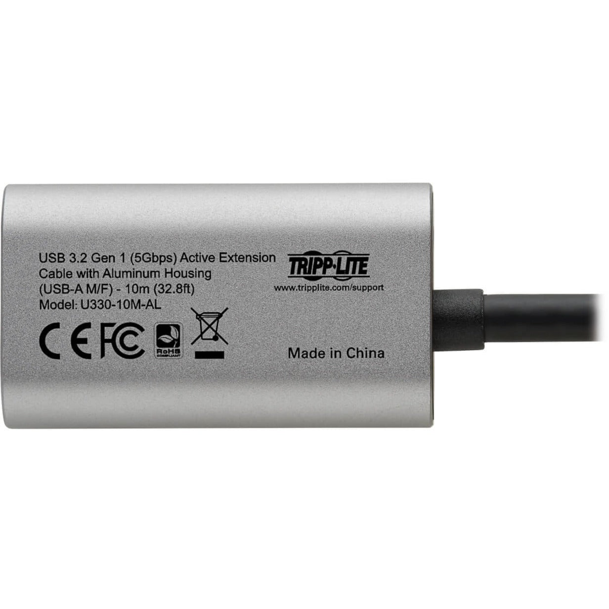 Tripp Lite U330-10M-AL สายเคล็ด USB 3.2 Gen 1 ขยายซ้ำ (M/F) ยาว 10 เมตร (32.8 ฟุต) แข็งแรง ตัวเพิ่มสัญญาณ เสียบและเล่น