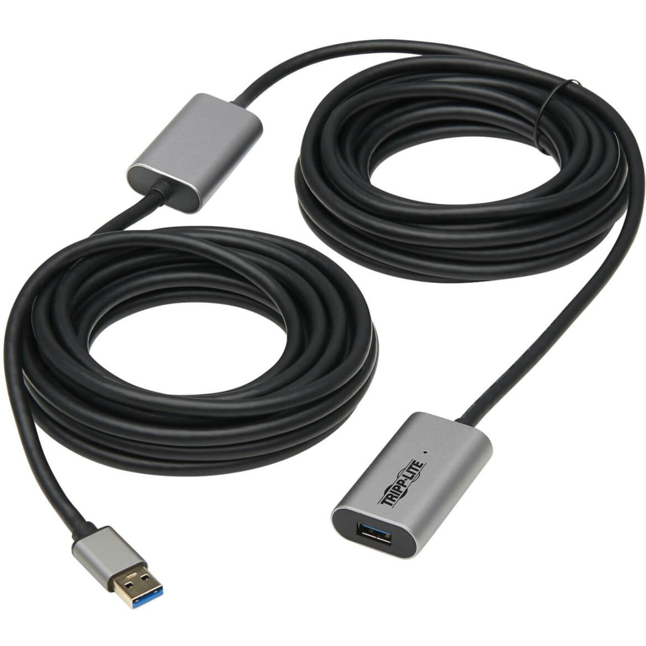 Full-length view of Tripp Lite USB extension cable showing both connectors and cable construction-alternate-image2