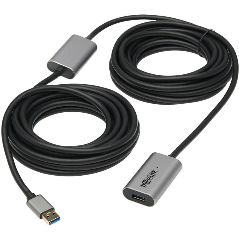 Full-length view of Tripp Lite USB extension cable showing both connectors and cable construction