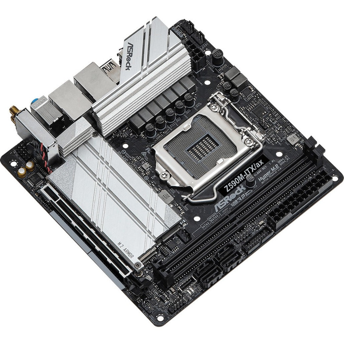 ASRock Z590M-ITX/AX Z590M-ITX/ax Desktop Motherboard, Mini ITX, Intel Chipset, Core i3/i5/i7/i9, 64GB RAM, 3 M.2 Slots, 4 SATA Interfaces