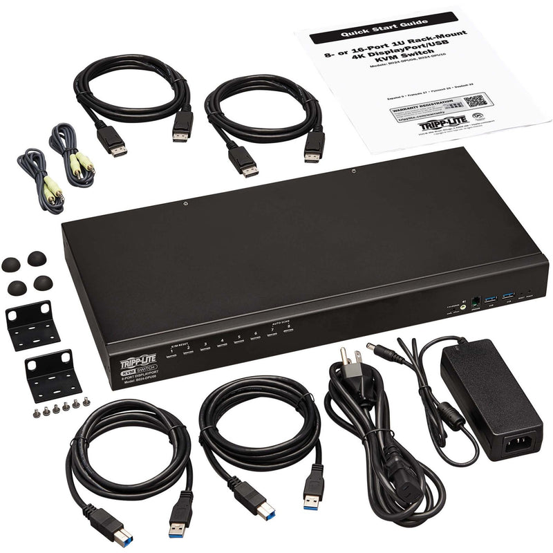 Complete package contents including KVM switch and accessories