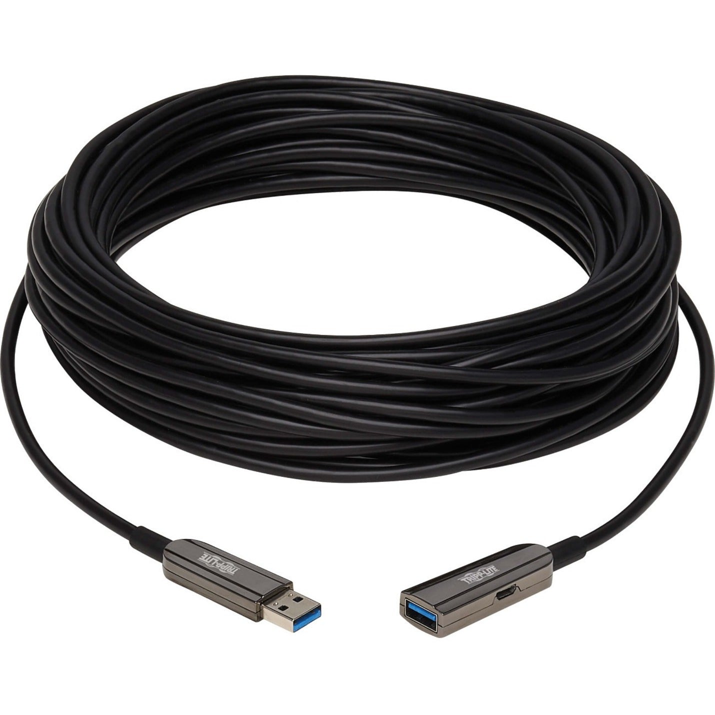 Tripp Lite U330F-15M-G1 Fiber Optic Extension Data Transfer Cable, 49 ft, Signal Booster, Flexible, CL3-Rated, Black