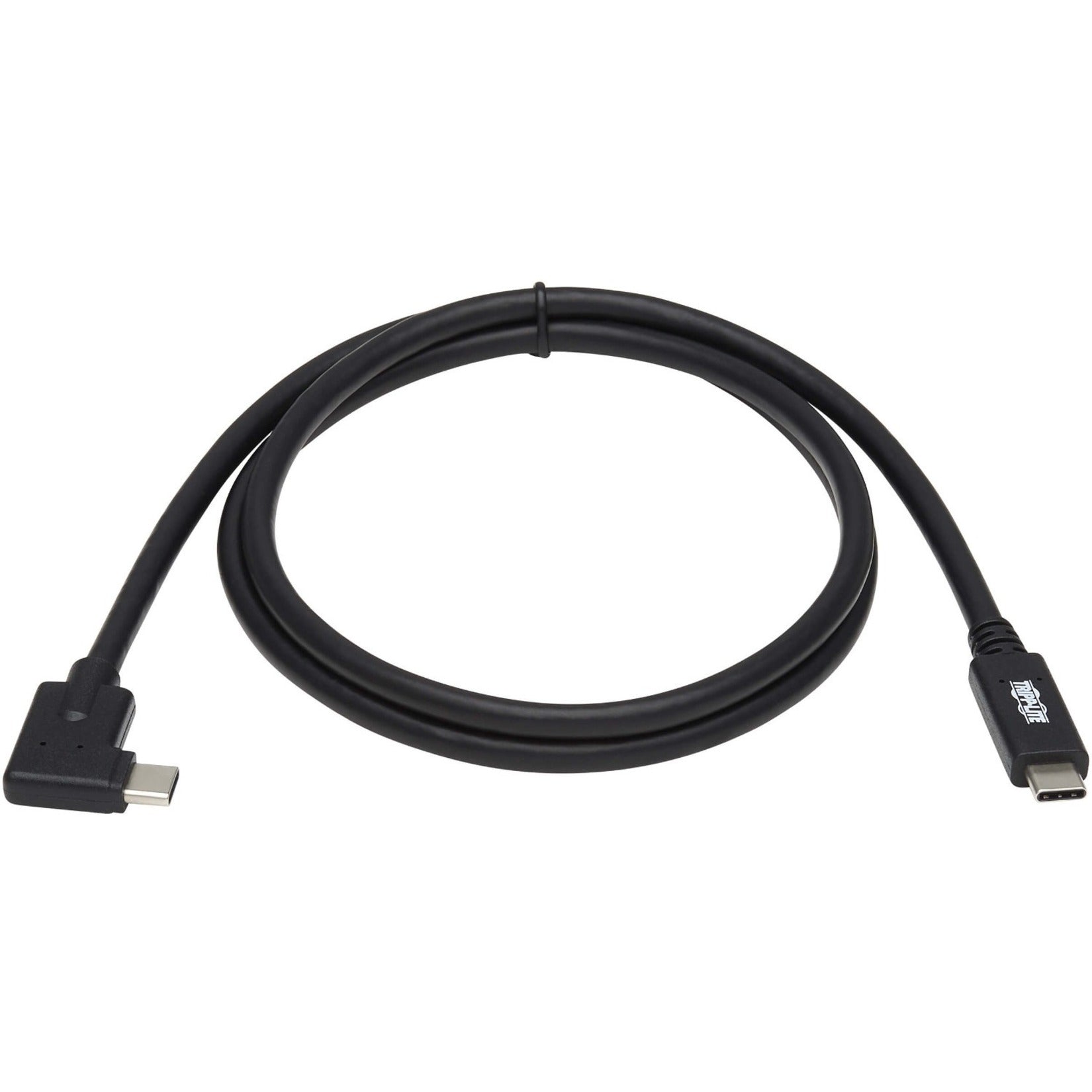 Tripp Lite USB-C cable with right-angle connector design showing full cable length-alternate-image1