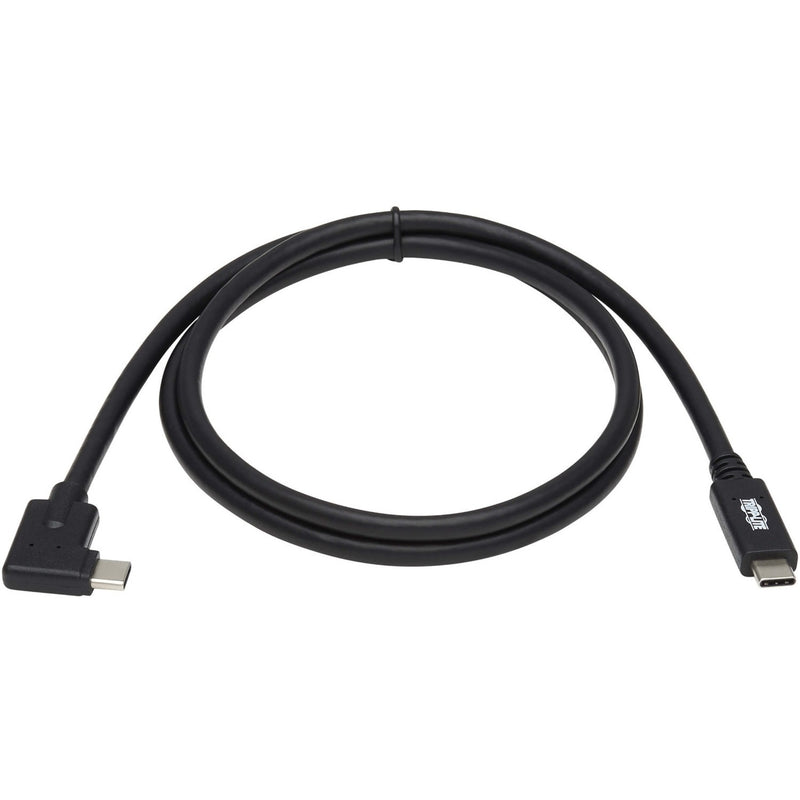 Tripp Lite USB-C cable with right-angle connector design showing full cable length