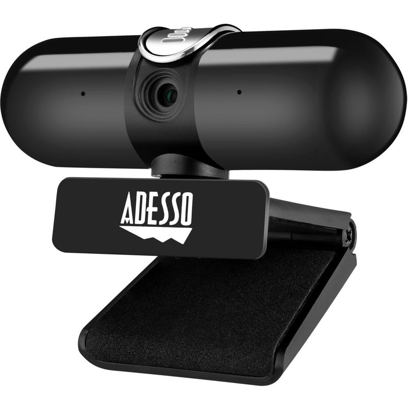 Adesso CyberTrack H7 webcam front view showing capsule design with privacy cover and mounting clip