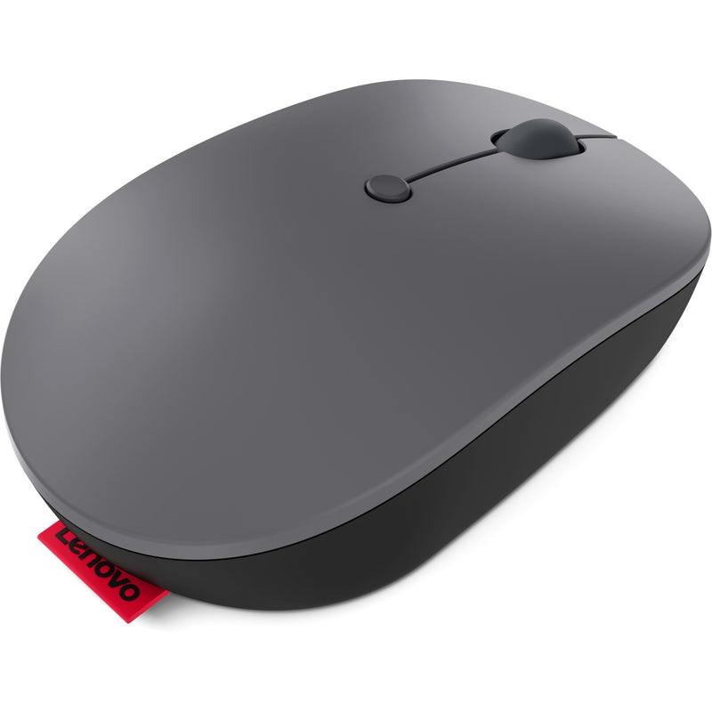 Rear angle view of Lenovo Go wireless mouse with red tag detail