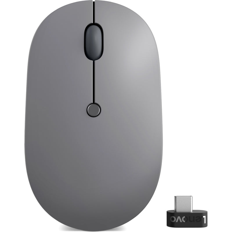 Lenovo Go wireless mouse with USB-C nano receiver displayed