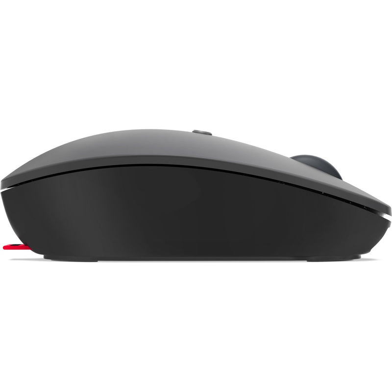 Alternative side view of Lenovo Go wireless mouse with red tag detail