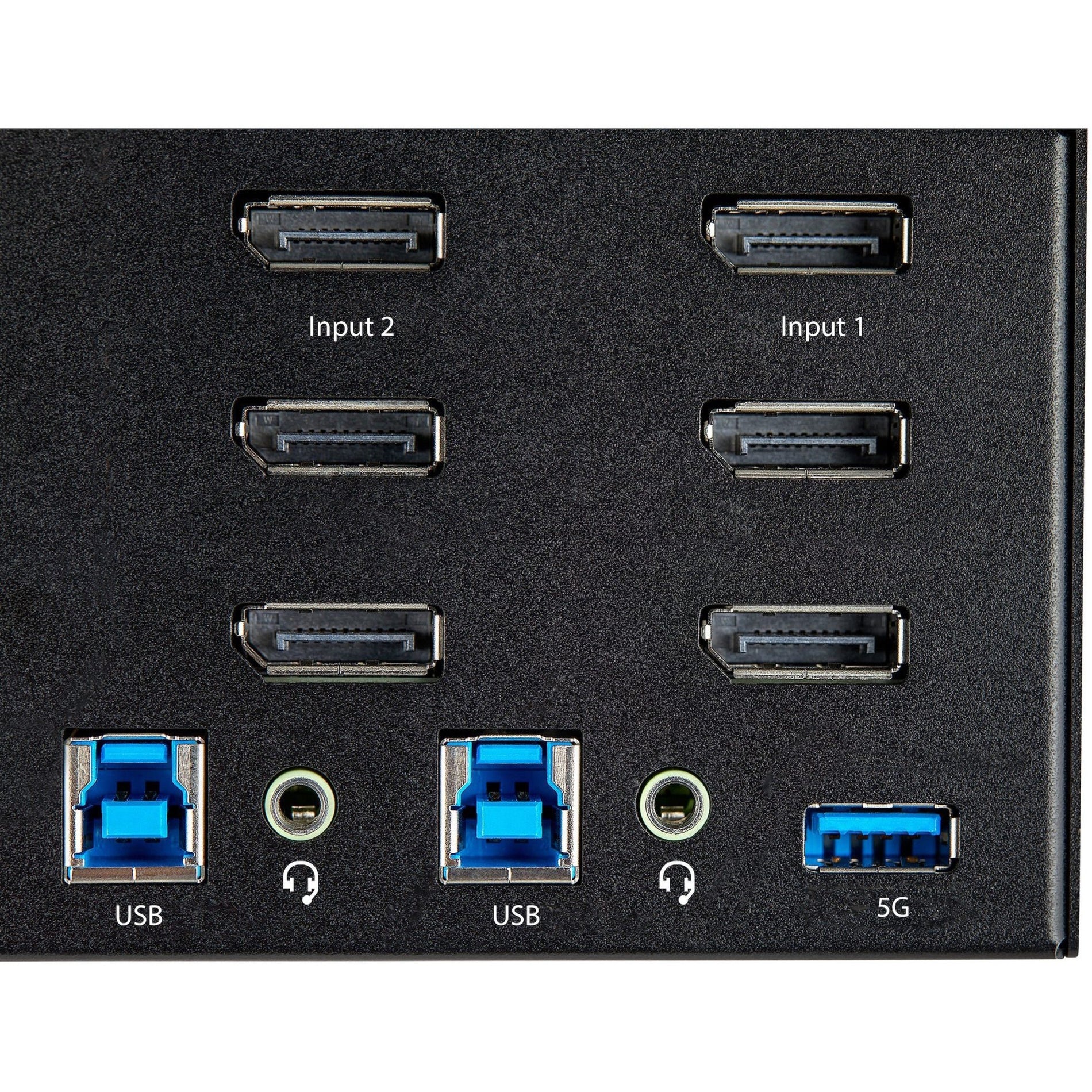 Detailed view of KVM switch DisplayPort and USB interface array-alternate-image7