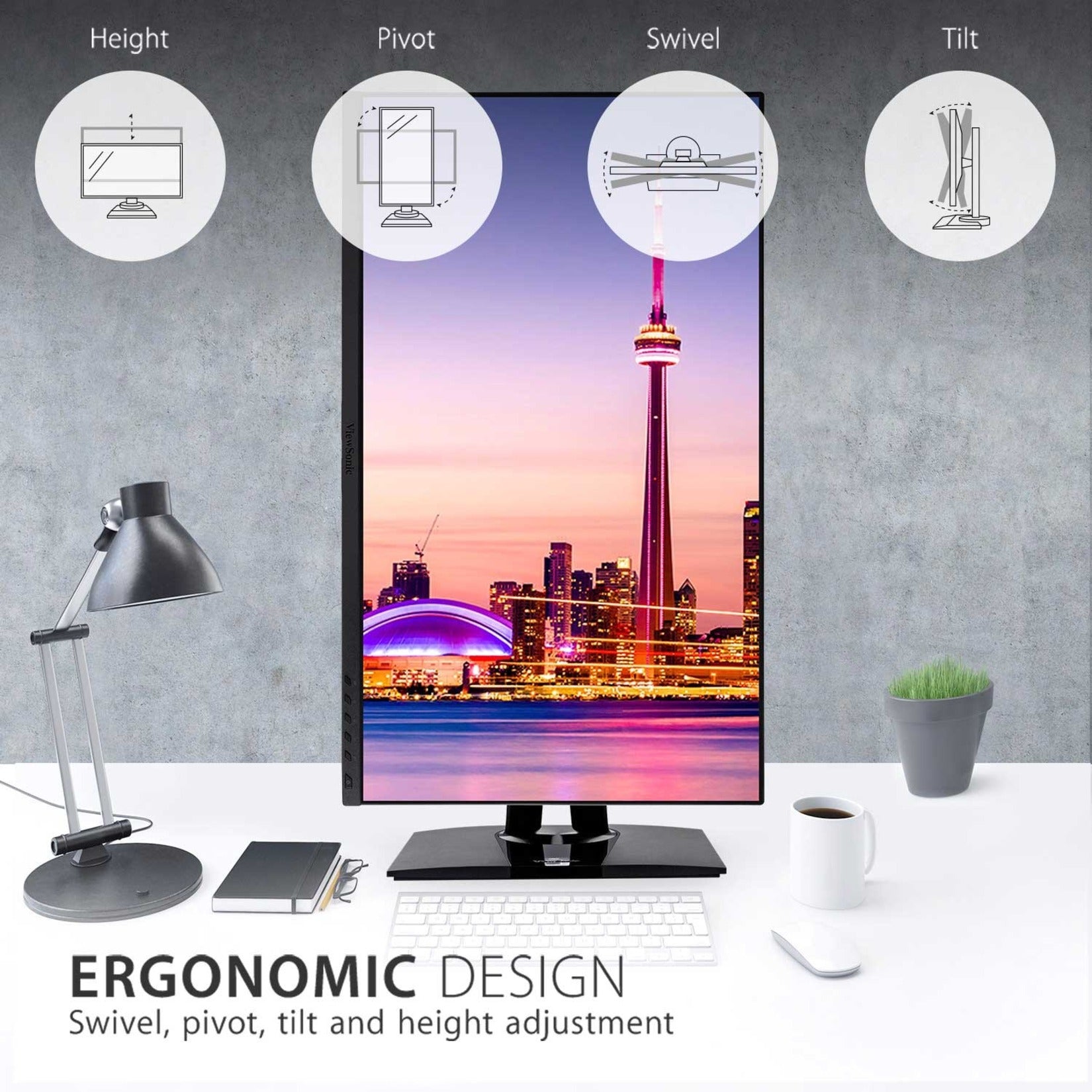 ViewSonic VP2756-4K Bredformat LCD skærm 27" 4K UHD Professionel Grafisk Design Skærm med USB-C 3840 x 2160 Opløsning