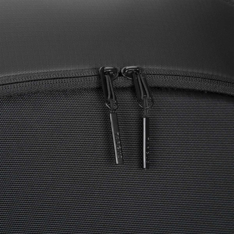 Close-up of zipper system and pull details