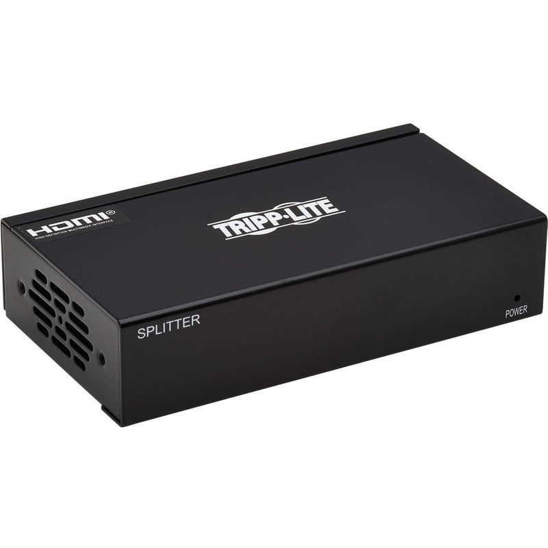 Top angled view of Tripp Lite HDMI splitter showing metal construction