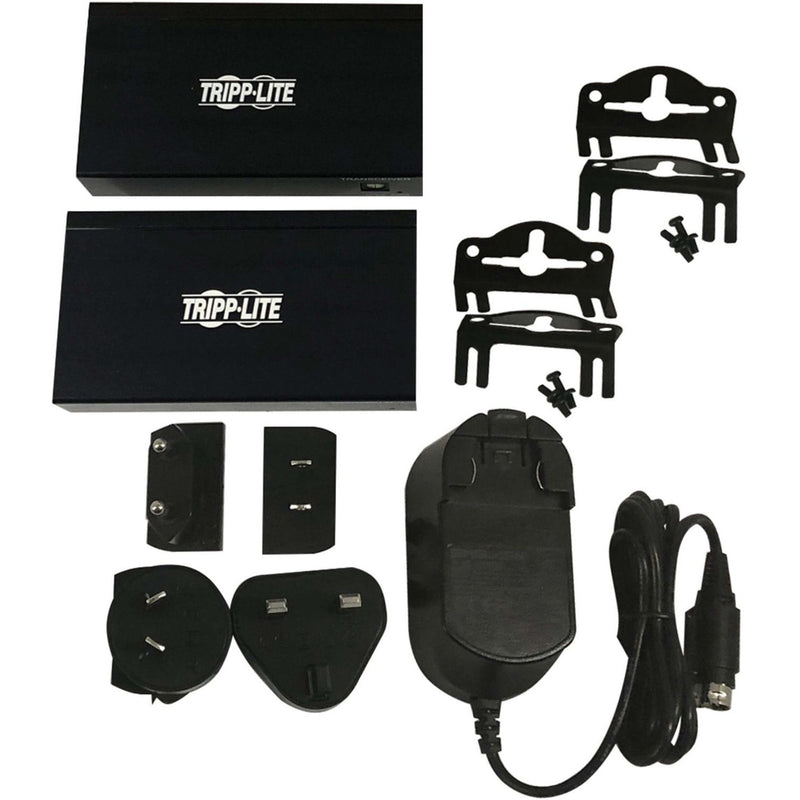 Complete package contents of Tripp Lite B127A-111-BDTH including mounting hardware and power adapters