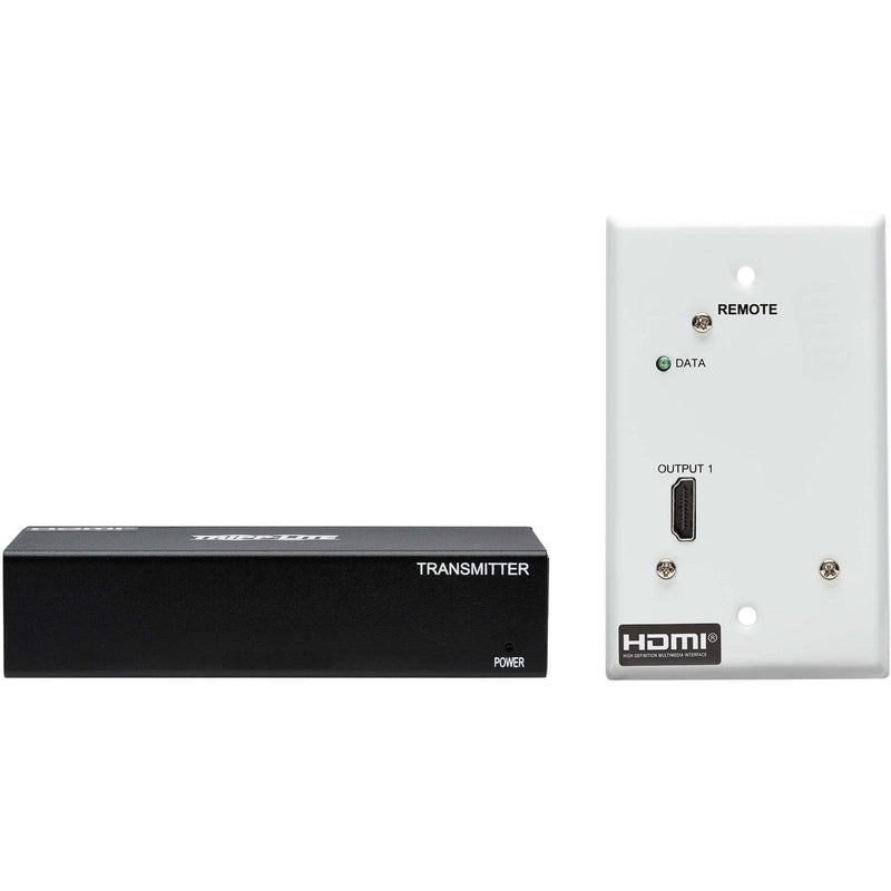 Side profile view of transmitter and wall plate receiver showing status indicators