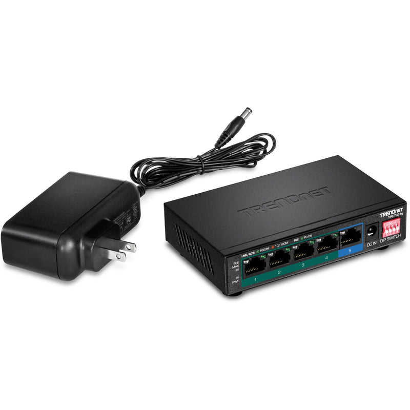 TRENDnet TPE-TG51g switch shown with included power adapter