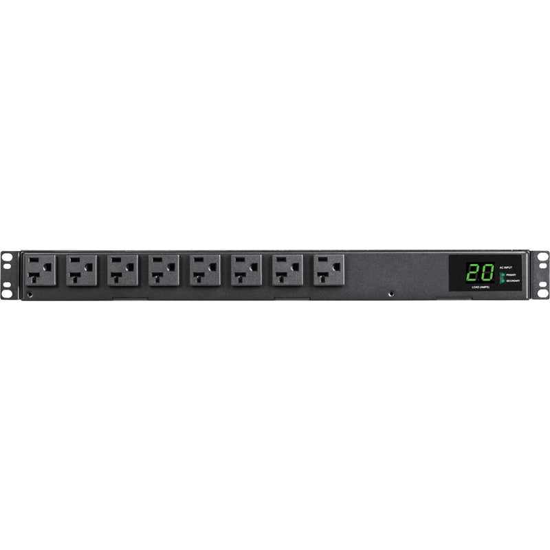 Horizontal view of PDU showing outlet arrangement and LED display