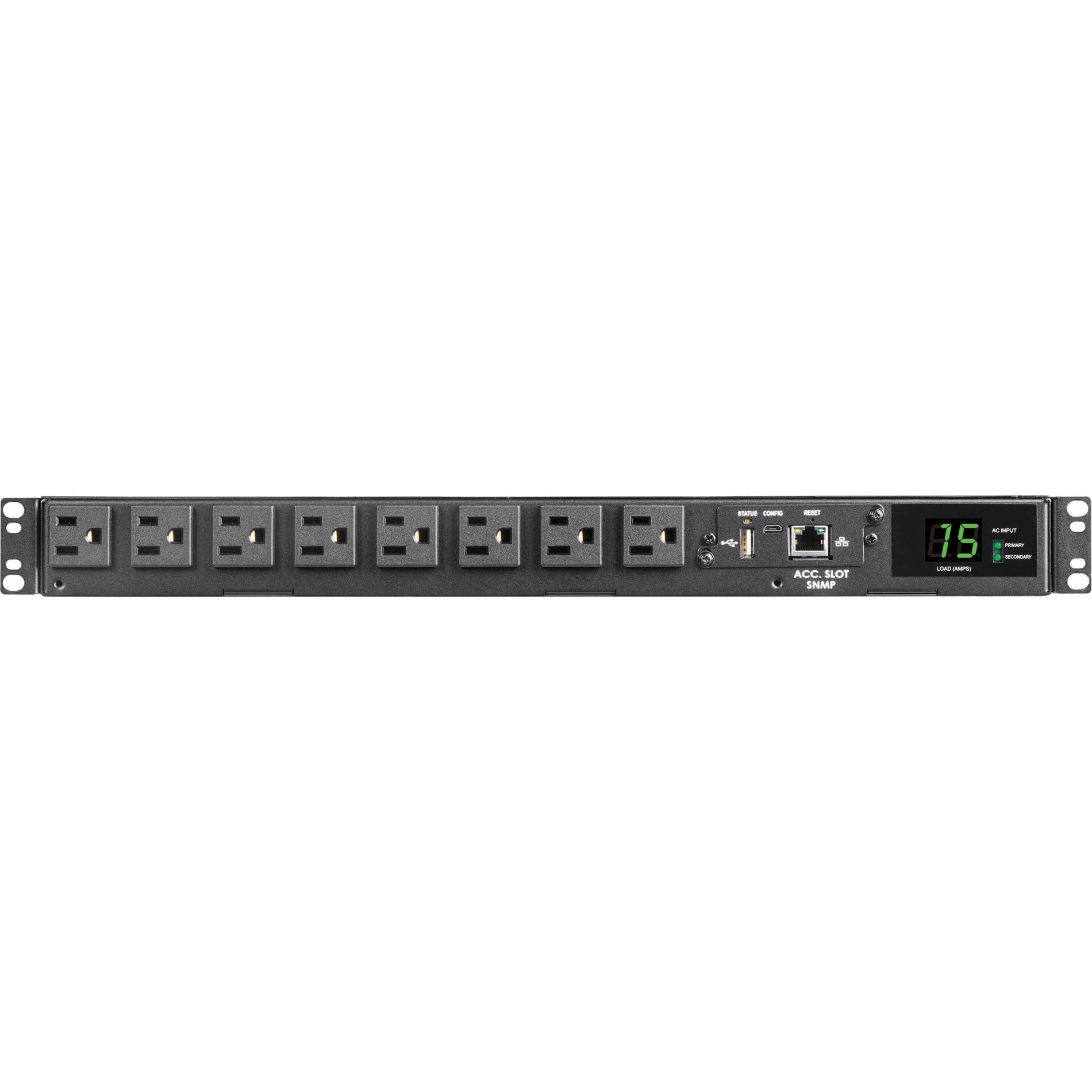 Tripp Lite PDUMNH15AT1 8-Outlets PDU，144KW 120V单相ATS/监控 Tripp Lite 牌名：特灵  特灵 PDUMNH15AT1 8-插座PDU，144KW 120V单相ATS/监控