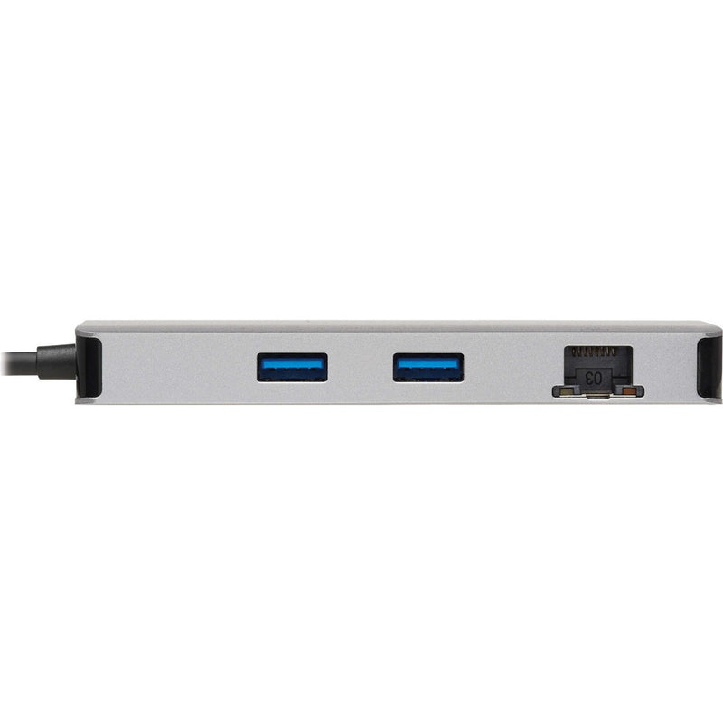 Side view of docking station showing USB-A ports and Ethernet connection