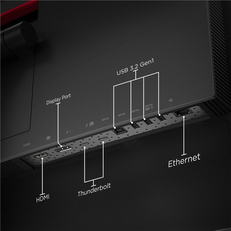 Detailed view of ThinkVision P40w-20 connectivity ports