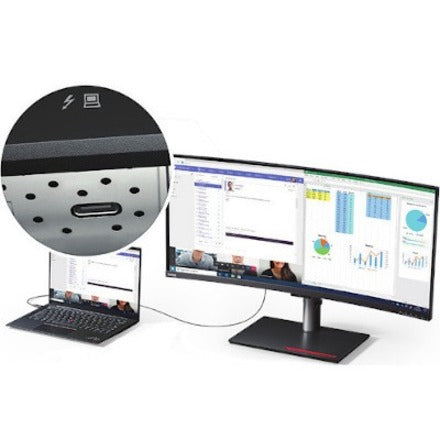 ThinkVision P40w-20 connected to laptop showing workspace integration