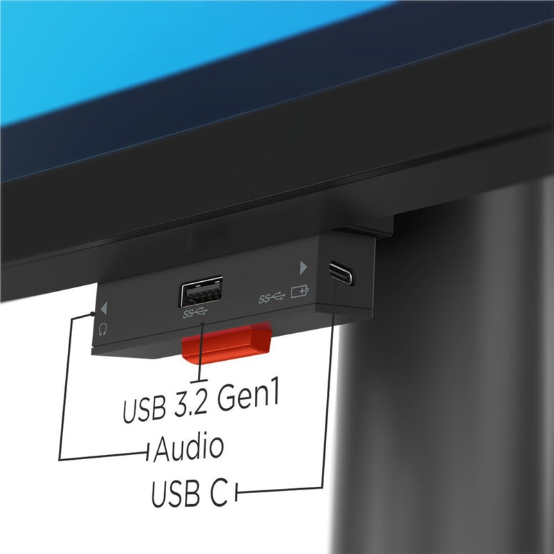 Close-up of ThinkVision P40w-20 USB and audio ports