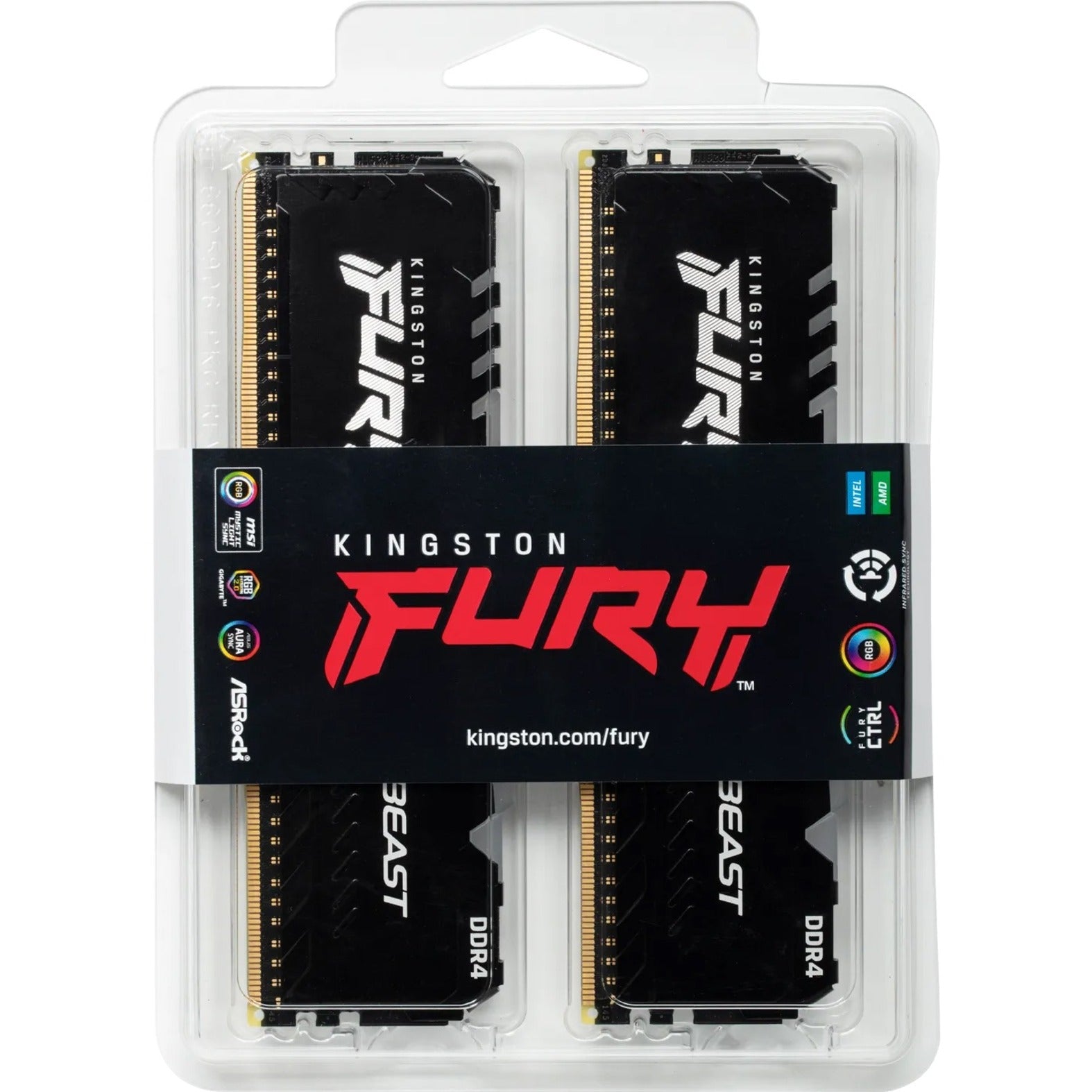 Kingston KF432C16BBAK2/64 FURY Beast 64GB (2 x 32GB) DDR4 SDRAM Memory Kit, 3200MHz CL16 DIMM