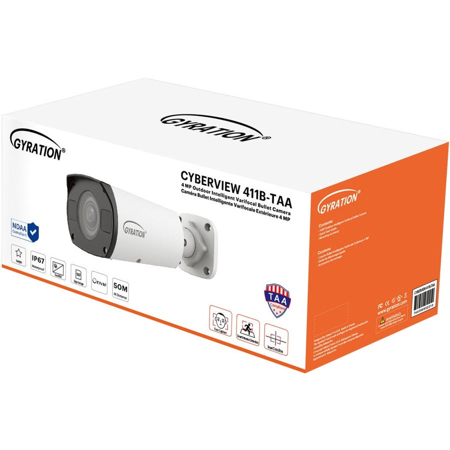 Gyration 4 MP Outdoor Intelligent Varifocal Bullet Camera (CYBERVIEW 411B-TAA)