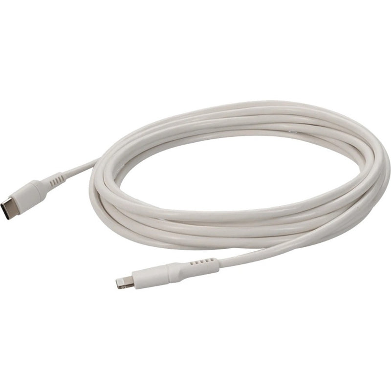 White 6.6ft USB-C to Lightning cable showing full length with connectors on white background