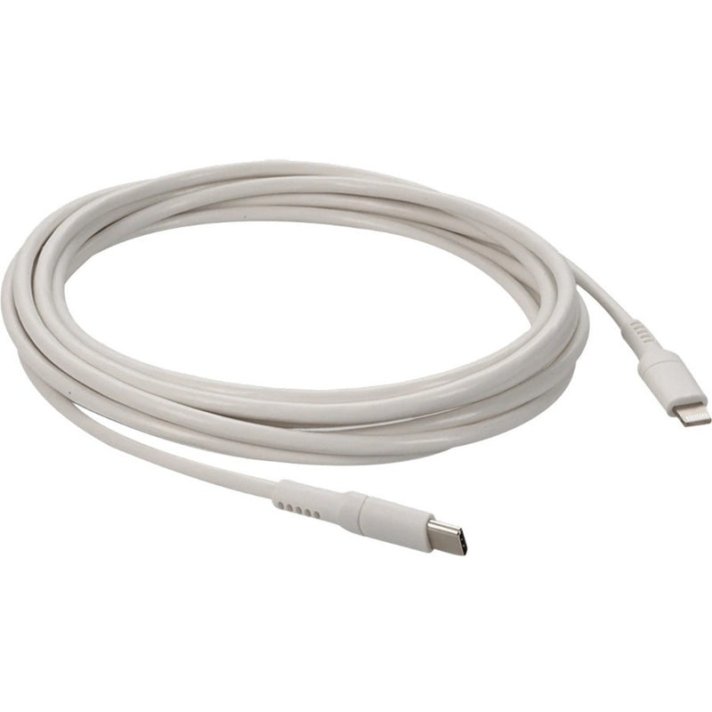 White USB-C to Lightning cable showing full length with focus on cable quality