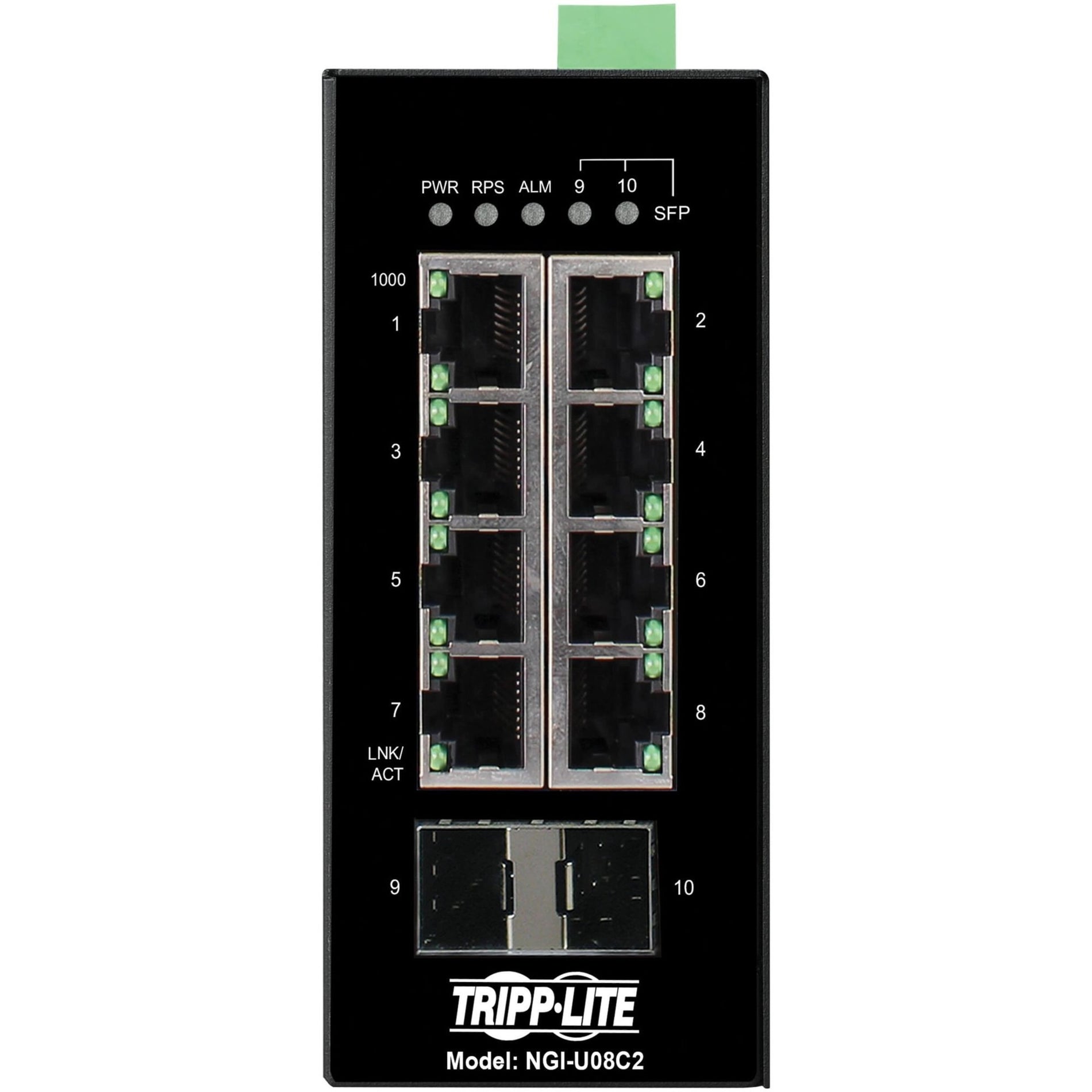 Detailed front view of NGI-U08C2 Ethernet ports and LED indicators-alternate-image3